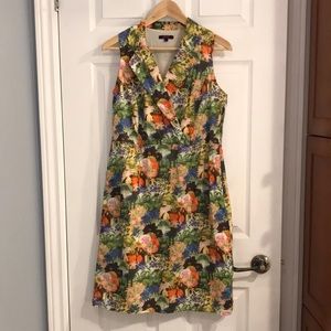 Liberty art fabric sleeveless dress with collar